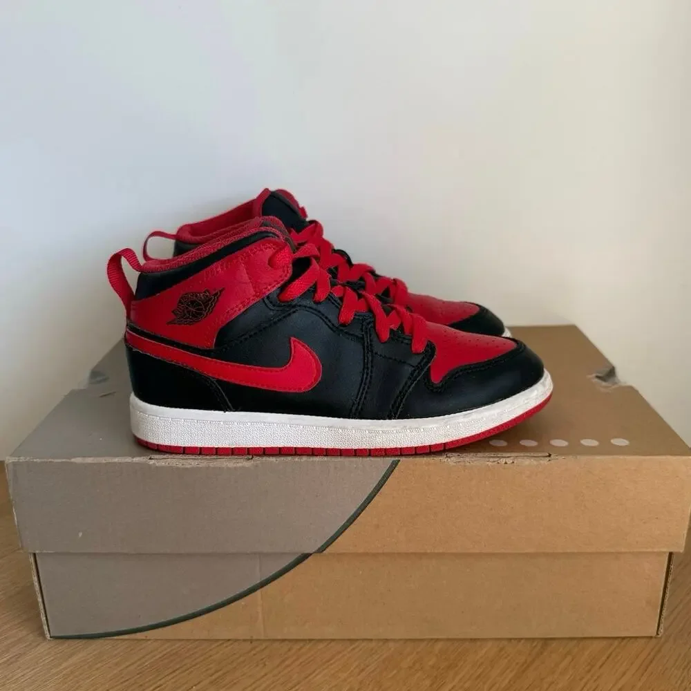 Nike Air Jordan 1 Mid ‘Alternate Bred’ Kids Sneakers- SZ 1 Y